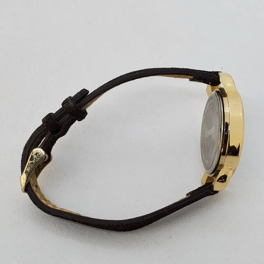 Pavana 32MM Watch Women‎ White Dial Black Suede Leather Bands New Battery